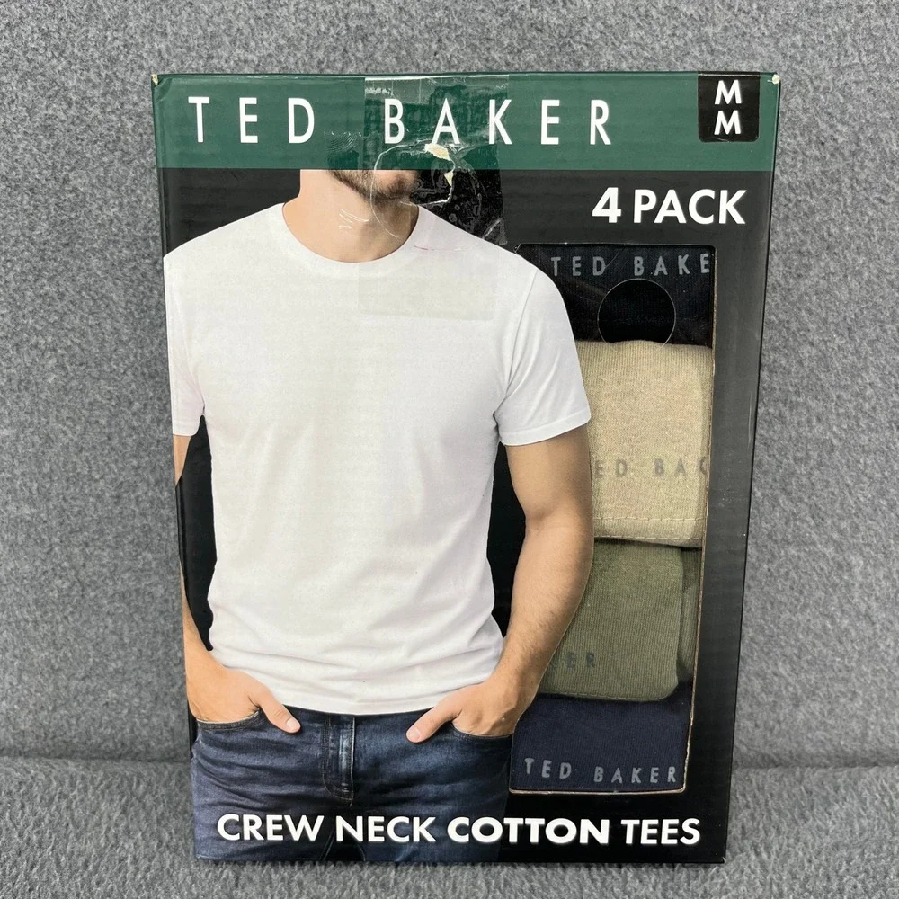 Ted Baker T-Shirt Mens Medium Multicolor 4-Pack Crew Neck Cotton Stretch Tees